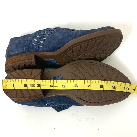 Born Katharina Ankle Booties Blue Suede Women Size 8 Zip Back Boho Distressed - Picture 10 of 14
